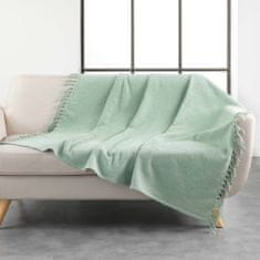 Douceur D'Interieur Zelený přehoz na postel s třásněmi ZAMINA, 125 x 150 cm