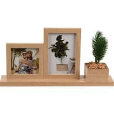 Home&Styling Rámečky na 2 fotky s umělou rostlinou, 37 x 7 x 19 cm