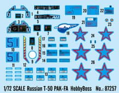 Hobbyboss Hobby Boss - Russian T-50 PAK-FA, Model Kit 7258, 1/72