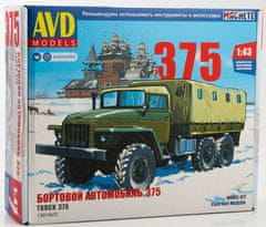 AVD Models URAL-375, vojenský nákladní vůz s plachtou, Model Kit 1391, 1/43