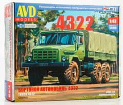 AVD Models URAL-4322, vojenský nákladní vůz s plachtou, Model kit 1399, 1/43