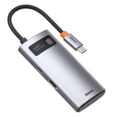 BASEUS Metal Gleam HUB adaptér USB-C - USB-C PD 100W / HDMI 4K / 1x USB 3.2 / 1x USB 2.0, šedý
