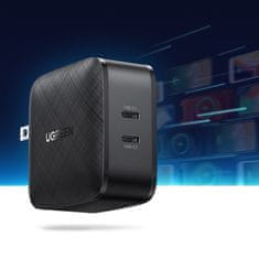 Ugreen CD216 síťová nabíječka 2x USB-C PD QC 66W, černá