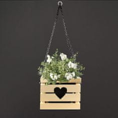 AMADEA Dřevěný závěsný obal s květináčem se srdcem, 27x27x21 cm, český výrobek