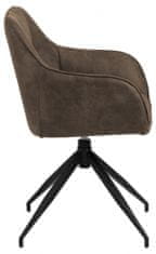 Design Scandinavia Jídelní židle s područkami Brenda, textil, hnědá