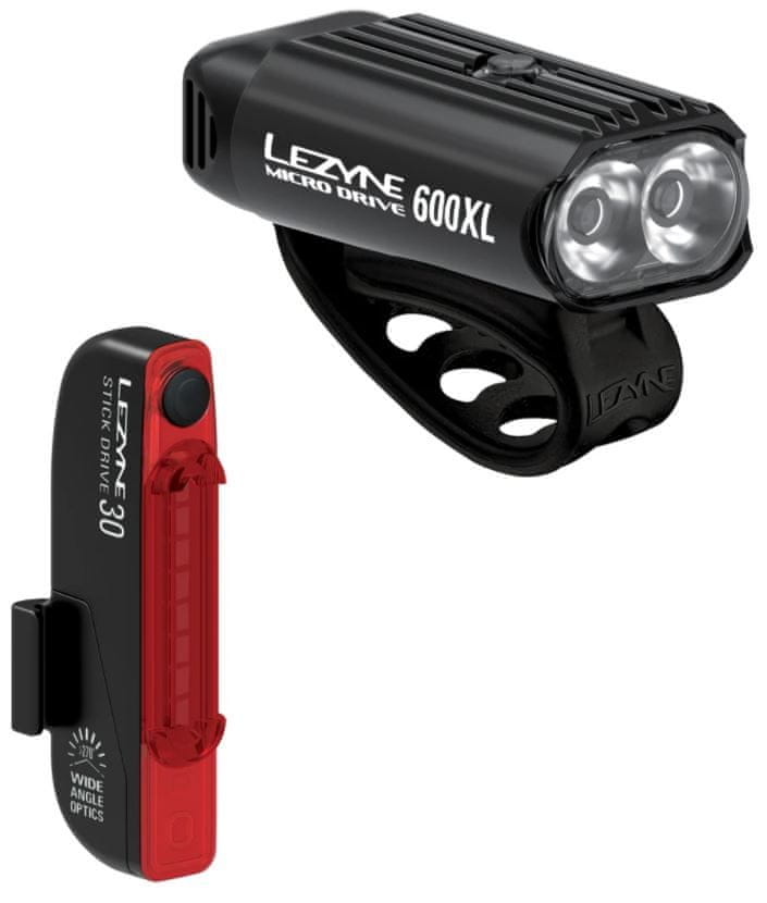 Levně Lezyne Set světel na kolo MICRO DRIVE 600XL / STICK PAIR BLACK