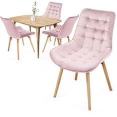 shumee MIADOMODO Sada prošívaných jídelních židlí, růžová, 4 ks