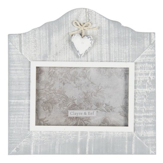 Clayre & Eef Dřevěný rámeček na fotku šedý Romantic 15x10 cm