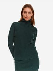 Top Secret Tmavě zelený dámský žebrovaný svetr se stojáčkem TOP SECRET L
