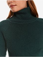 Top Secret Tmavě zelený dámský žebrovaný svetr se stojáčkem TOP SECRET L