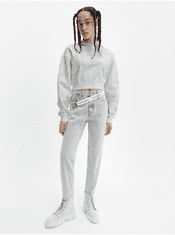 Calvin Klein Bílá dámská vzorovaná cropped mikina s kapucí Calvin Klein Jeans XS