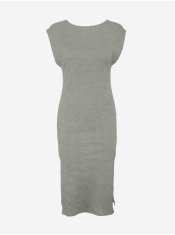 Noisy May Světle šedé žebrované pouzdrové šaty s rozparkem Noisy May Riba XL