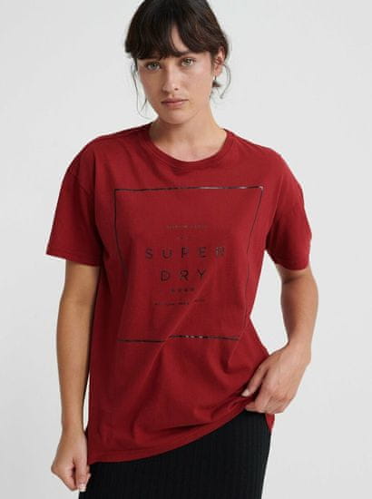 Superdry Červené dámské tričko s potiskem Superdry