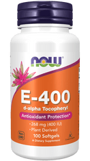 NOW Foods Vitamin E 400 IU (vitamin E ), 100 softgelových kapslí