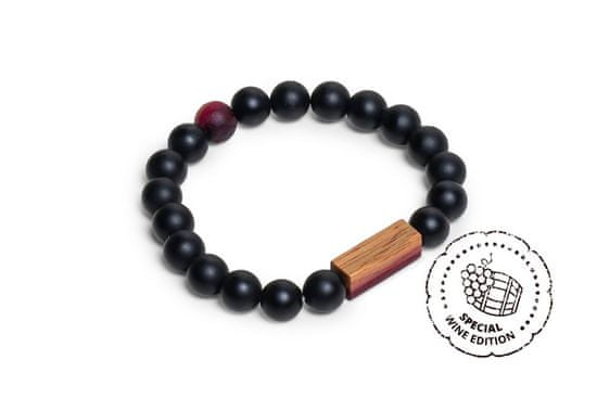 BeWooden unisex korálkový náramek Red Wine Bracelet XL = 19 - 20 cm černý