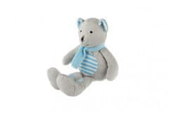 Teddies  Medvěd/Medvídek sedící se šálou plyš 19cm šedivo-modrý
