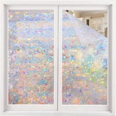 Nádherná samolepicí dekorativní fólie s duhovým efektem, duhová dekorativní fólie na okna (200x60 cm), ochrana před UVA a UVB zářením, RainbowFoil