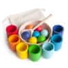 Montessori dřevěná hračka "Rainbow: balls in cups"