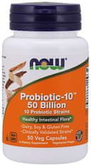 NOW Foods Probiotic-10, probiotika, 50 miliard CFU, 10 kmenů, 50 rostlinných kapslí