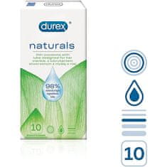 Pasante Durex Naturals (10 ks), lubrikované 98% přírodním gelem
