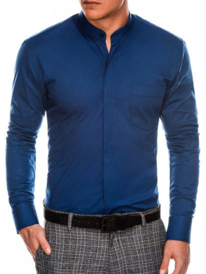 OMBRE Ombre Pánská elegantní košile s dlouhým rukávem K307 - námořnická modrá - L