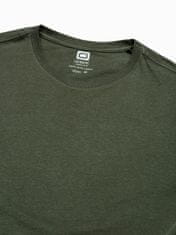 OMBRE Pánské tričko bez potisku S1370 - khaki - M