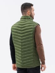 OMBRE Ombre Pánská prošívaná vesta - tmavě zelená V54 - L/XL