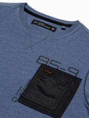 OMBRE Ombre Chlapecké tričko s dlouhým rukávem a potiskem L130 - tmavě nebesky modrá - M