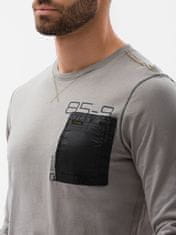OMBRE Ombre Chlapecké tričko s dlouhým rukávem a potiskem L130 - béžová - M
