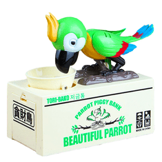 BEMI INVEST Pokladnička na mince - hladový papoušek zelený