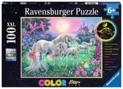 Ravensburger Svítící puzzle Jednorožci za úplňku XXL 100 dílků