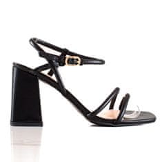 Vinceza Výborné černé dámské sandály na širokém podpatku, černé, 39