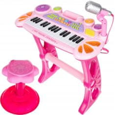 Iso Trade Dětský klavír s mikrofonem a židlí | růžový