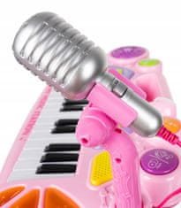 Iso Trade Dětský klavír s mikrofonem a židlí | růžový