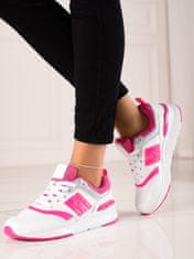 Amiatex Zajímavé dámské tenisky růžové bez podpatku, odstíny růžové, 38