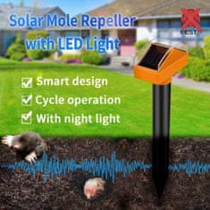 X-pest Solární ultrazvukový odpuzovač krtků s LED světlem