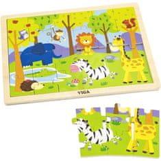 Viga Dřevěné puzzle 24 dílků - zoo