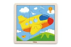Viga Dřevěné puzzle 9 dílků - letadlo