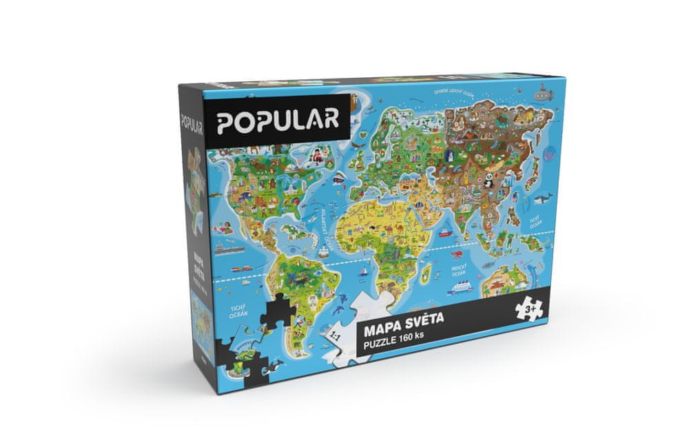 Levně POPULAR Puzzle „Mapa světa“, 160 ks – CZ