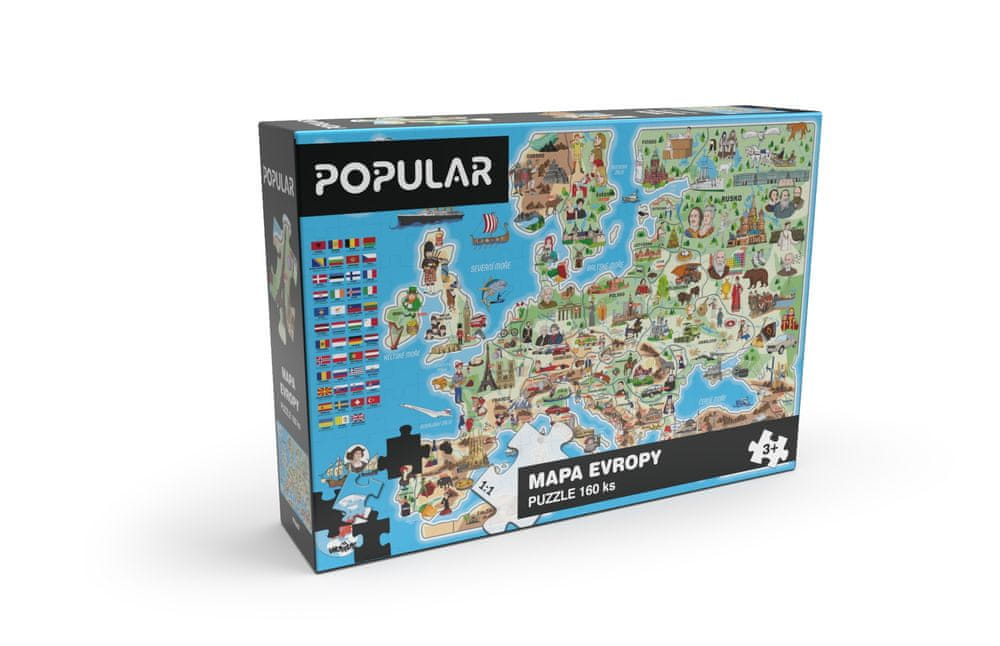 Levně POPULAR Puzzle „Evropy“, 160 ks - CZ