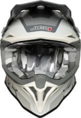 JUST 1 HELMETS Moto přilba JUST1 J39 REACTOR matná bílo/červeno/šedá + 2 ks brýle ARNETTE zdarma L