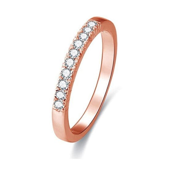 Beneto Růžově pozlacený stříbrný prsten s krystaly AGG188