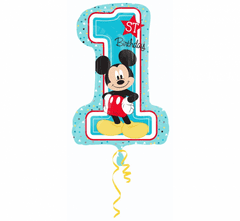 Amscan Fóliový balón číslo 1 - Mickey Mouse First Birthday - 92 cm