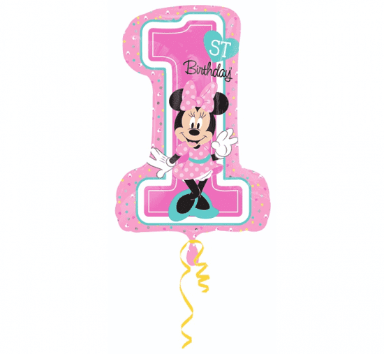 Amscan Fóliový balón číslo 1 - "Minnie Mouse" - růžová - 92 cm