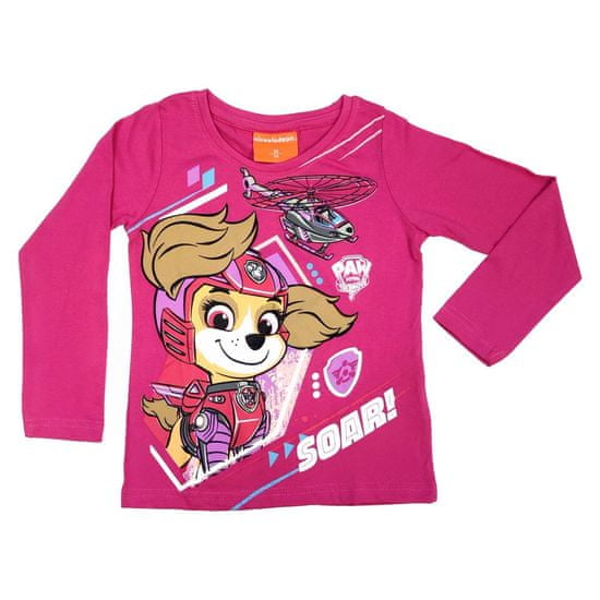 GOLDSUN Dívčí tričko s dlouhým rukávem "Tlapková Patrola" - růžová