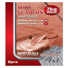 Mistrall Mistrall ocelové lanko pro lov dravců 7 x 7 (7 kg) Velikost 30cm, 2ks/bal 