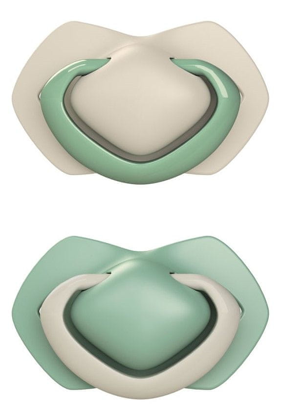 Canpol babies Set symetrických silikonových dudlíků Light touch 6-18m PURE COLOR zelený