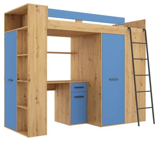 Homlando Patrová postel, VERANA P 90x200 cm, pravá strana, řemeslný dub / modrá