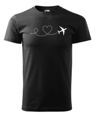 Fenomeno Pánské tričko Letadlo srdce - černé Velikost: 4XL