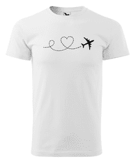 Fenomeno Pánské tričko Letadlo srdce - bílé Velikost: XL